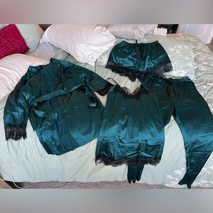 Satin night gown set